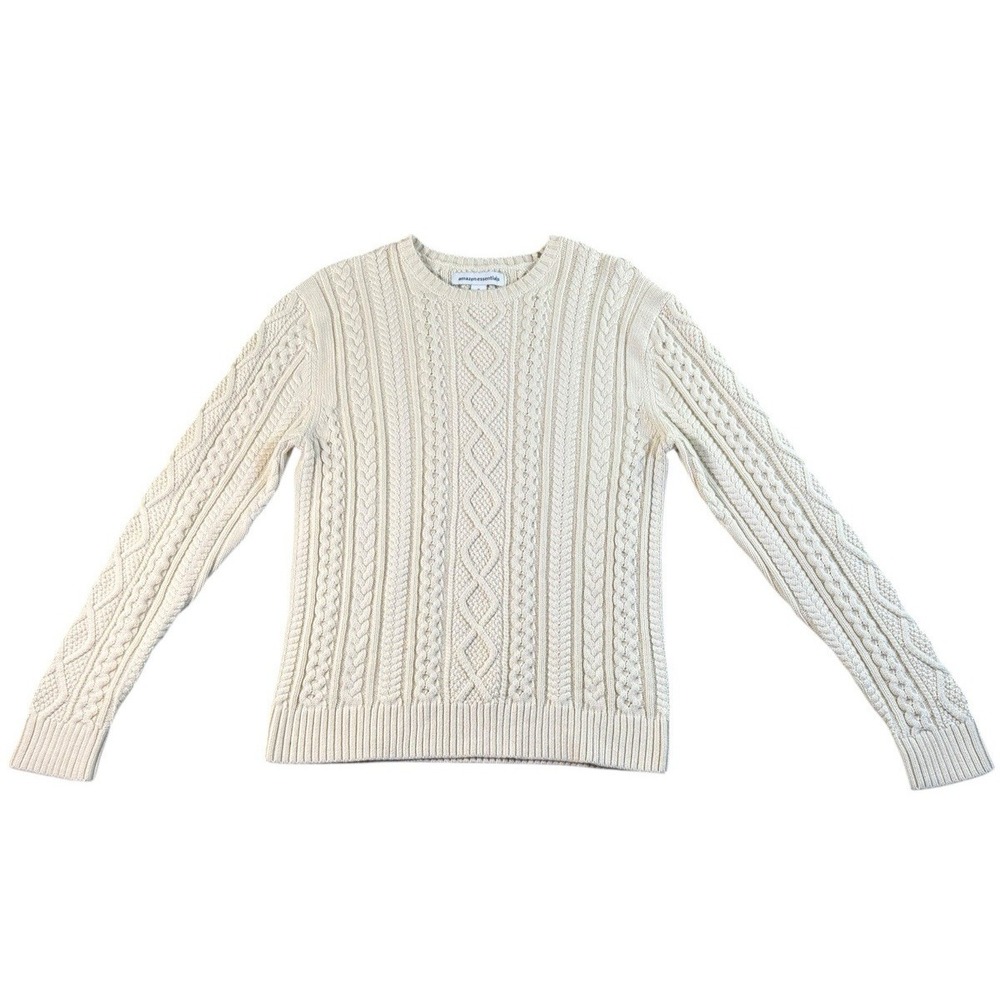 Amazon Essentials Mens Long-Sleeve 100% Cotton Chunky Cable Knit Sweater Size M